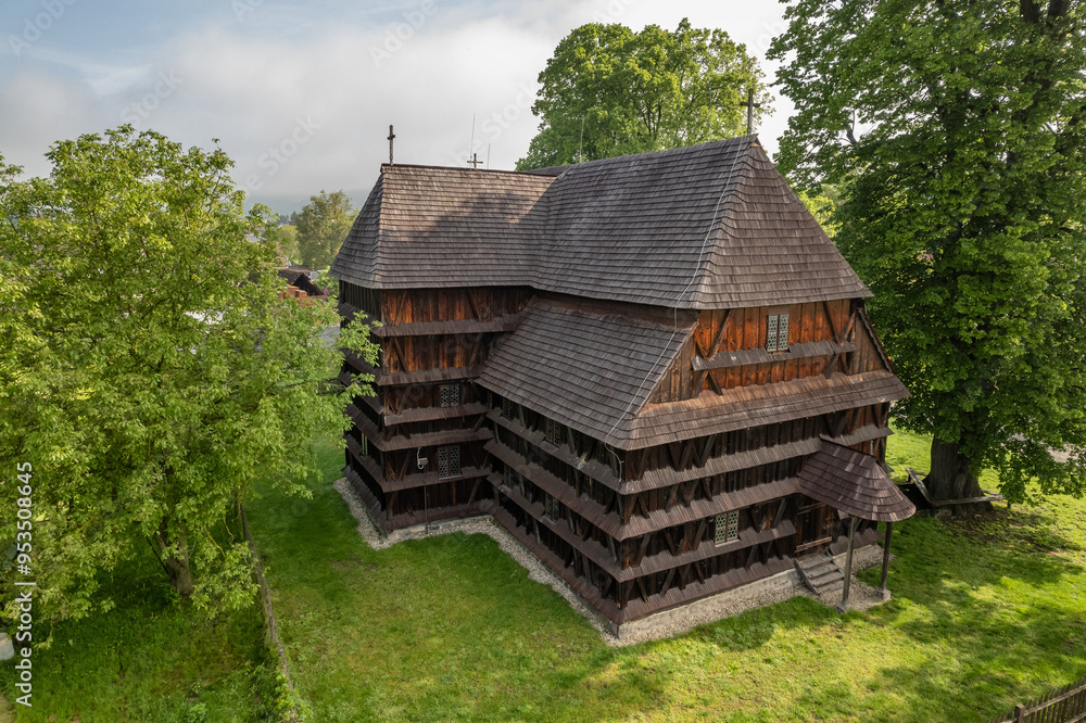 The wooden protestant articular church in Hronsek, Banska Bystrica, Slovakia.