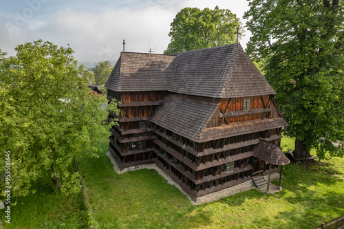 Obraz na płótnie The wooden protestant articular church in Hronsek, Banska Bystrica, Slovakia. w salonie