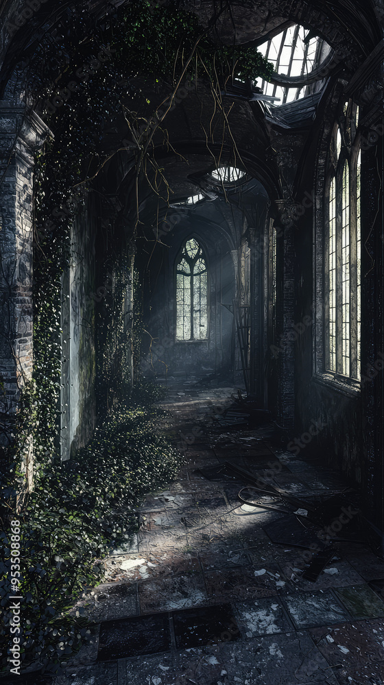 Forgotten Echoes: A Sunbeam Pierces the Gloom of an Abandoned Asylum, Revealing a Path Lost to Time. Forgotten Echoes: A Sunbeam Pierces the Gloom of an Abandoned Asylum, Revealing a Path Lost to Time.