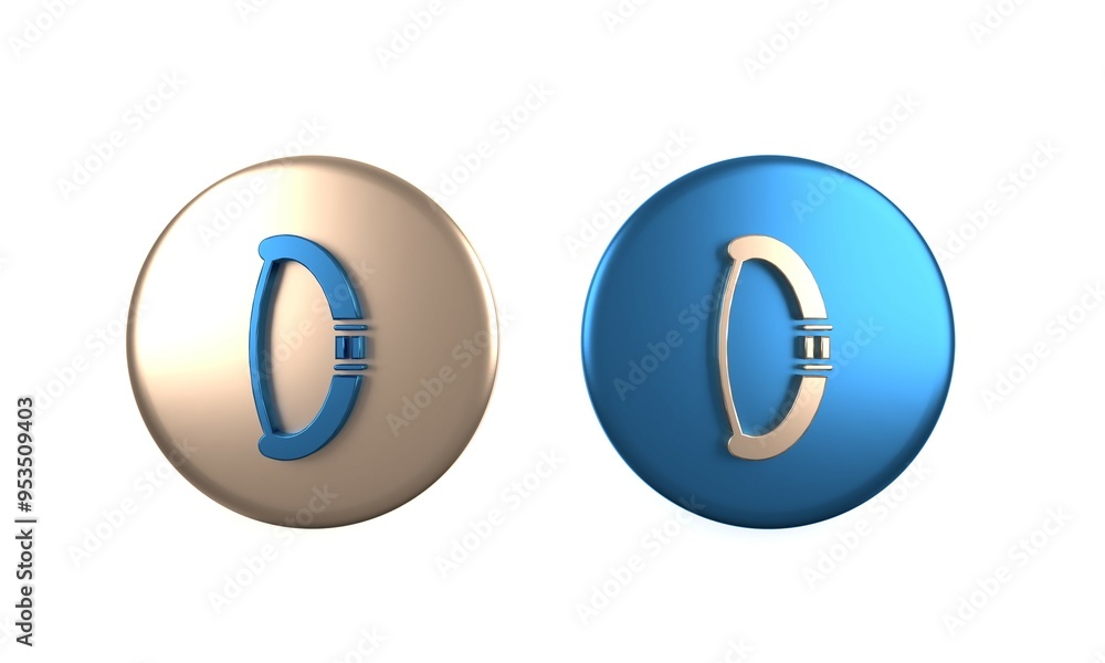 Colorful Medieval bow icon isolated on white background. Medieval weapon. Circle button. 3D render illustration Colorful Medieval bow icon isolated on white background. Medieval weapon. Circle button. 3D render illustration