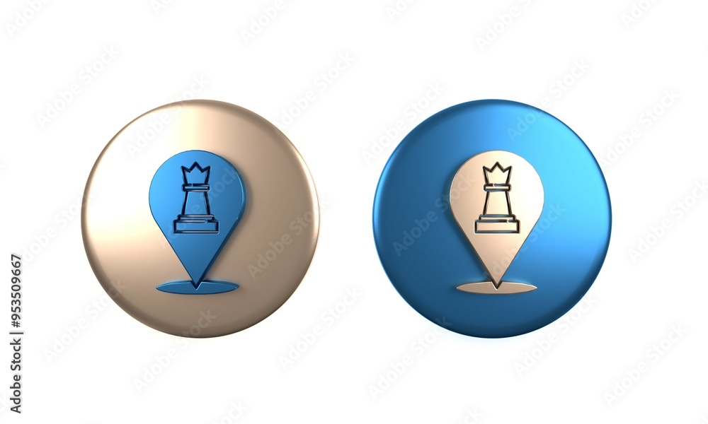 Colorful Chess icon isolated on white background. Business strategy. Game, management, finance. Circle button. 3D render illustration Colorful Chess icon isolated on white background. Business strategy. Game, management, finance. Circle button. 3D render illustration