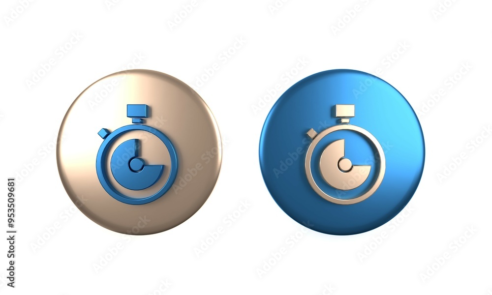 Colorful Stopwatch icon isolated on white background. Time timer sign. Chronometer sign. Circle button. 3D render illustration Colorful Stopwatch icon isolated on white background. Time timer sign. Chronometer sign. Circle button. 3D render illustration