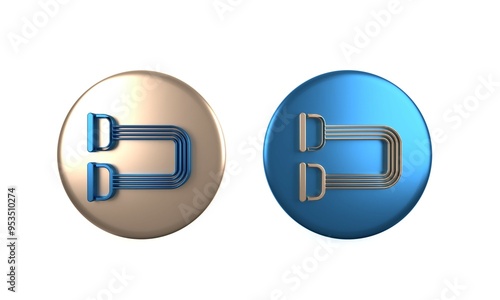 Colorful Chest expander icon isolated on white background. Circle button. 3D render illustration photo