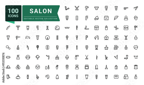 Salon and barber shop icons in line style. Pixel perfect, minimalistic web and UI icon. Outline icon collections. Editable vector illustration.