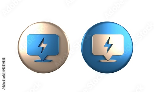 Free Download Colorful Lightning bolt icon isolated on white background. Flash icon. Charge flash icon. Thunder bolt. Lighting strike. Circle button. 3D render illustration - GFXLoad
