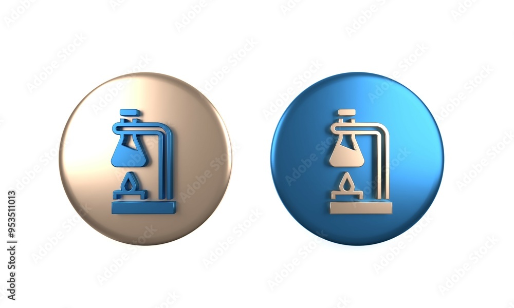Colorful Glass test tube flask on fire heater experiment icon isolated on white background. Laboratory equipment. Circle button. 3D render illustration Colorful Glass test tube flask on fire heater experiment icon isolated on white background. Laboratory equipment. Circle button. 3D render illustration