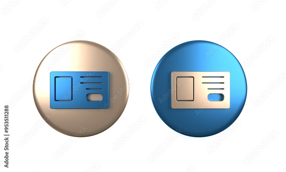 Colorful Identification badge icon isolated on white background. It can be used for presentation, identity of the company, advertising. Circle button. 3D render illustration Colorful Identification badge icon isolated on white background. It can be used for presentation, identity of the company, advertising. Circle button. 3D render illustration
