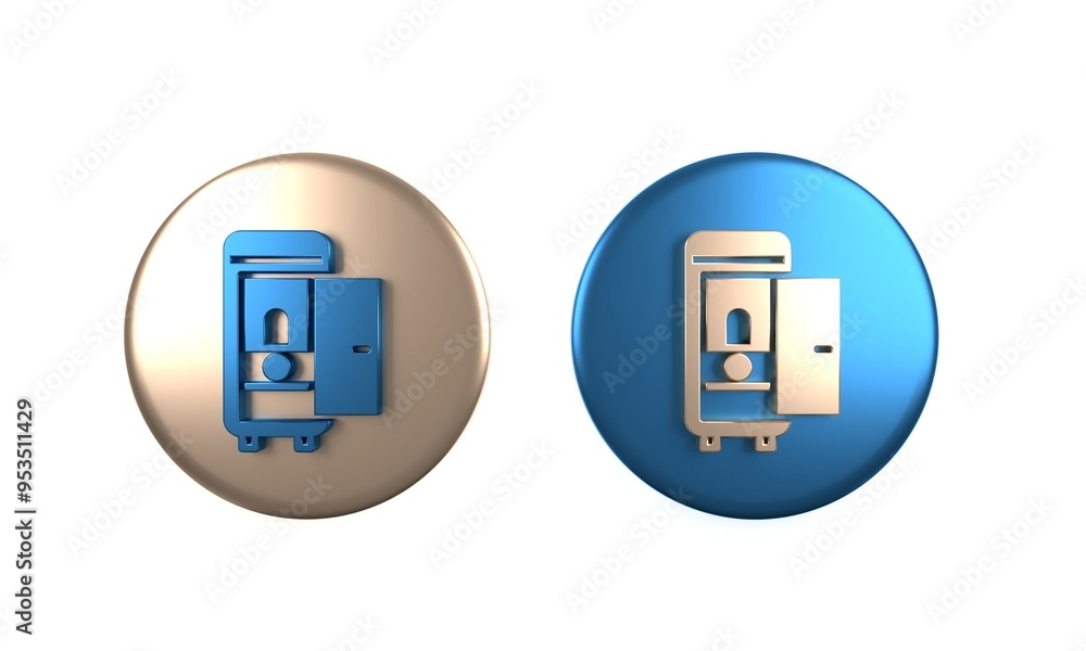 Colorful Toilet in the train car icon isolated on white background. Circle button. 3D render illustration Colorful Toilet in the train car icon isolated on white background. Circle button. 3D render illustration