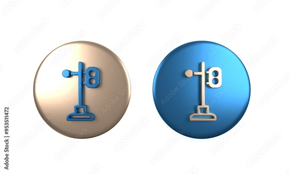Colorful Train traffic light icon isolated on white background. Traffic lights for the railway to regulate the movement of trains. Circle button. 3D render illustration Colorful Train traffic light icon isolated on white background. Traffic lights for the railway to regulate the movement of trains. Circle button. 3D render illustration