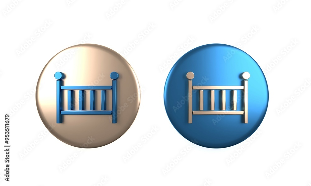 Colorful Baby crib cradle bed icon isolated on white background. Circle button. 3D render illustration Colorful Baby crib cradle bed icon isolated on white background. Circle button. 3D render illustration