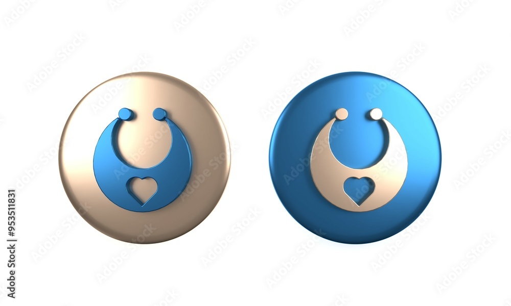 Colorful Baby bib icon isolated on white background. Circle button. 3D render illustration Colorful Baby bib icon isolated on white background. Circle button. 3D render illustration