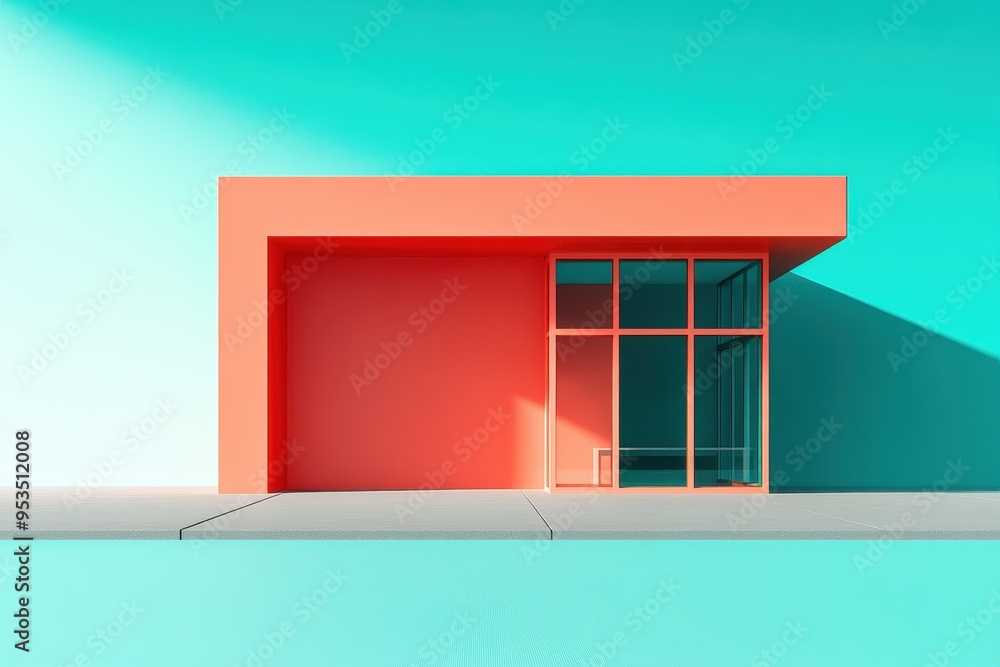 A bright building with a white sign on the side