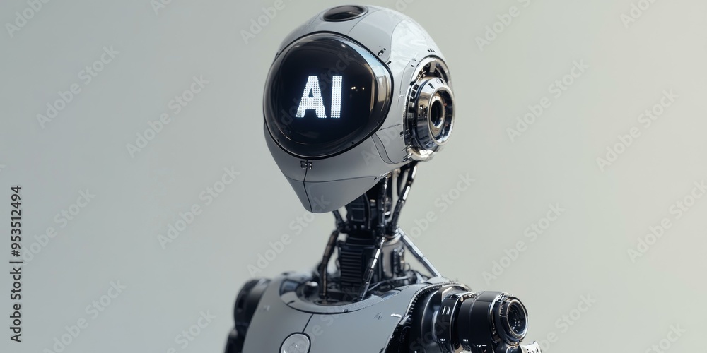 AI robot with a metallic body. AI robot with a metallic body.