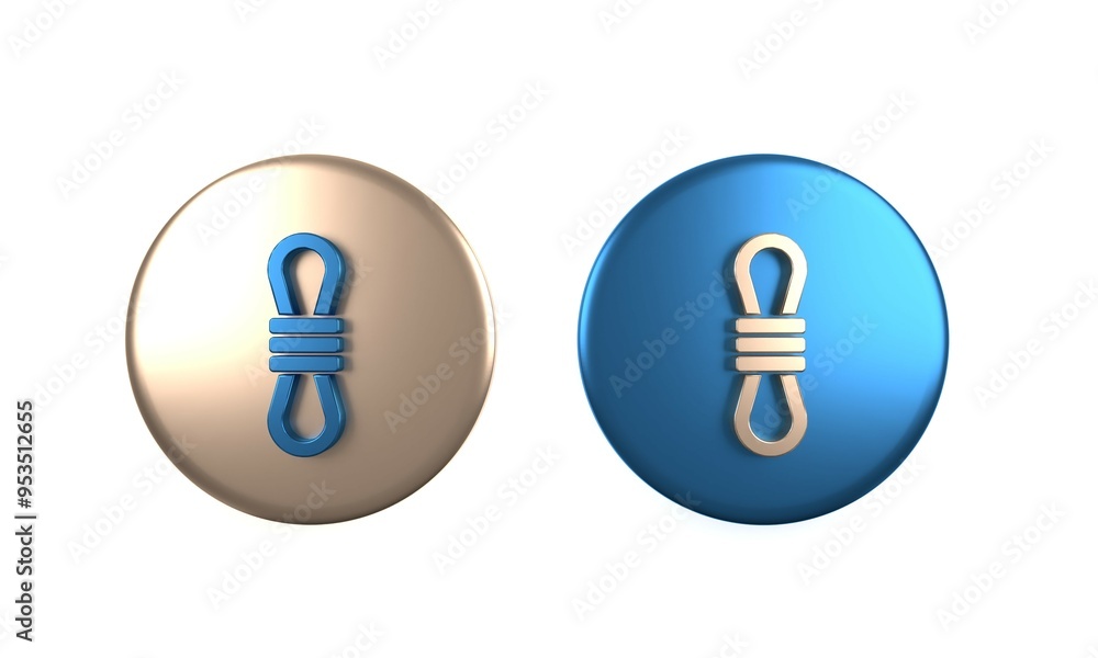 Colorful Climber rope icon isolated on white background. Extreme sport. Sport equipment. Circle button. 3D render illustration Colorful Climber rope icon isolated on white background. Extreme sport. Sport equipment. Circle button. 3D render illustration