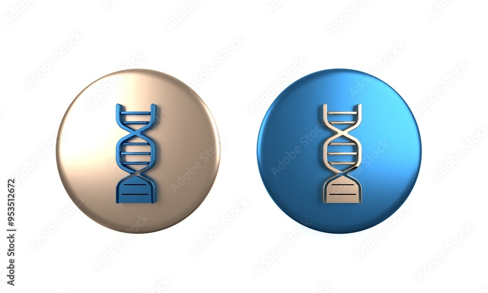 Colorful DNA symbol icon isolated on white background. Circle button. 3D render illustration Colorful DNA symbol icon isolated on white background. Circle button. 3D render illustration