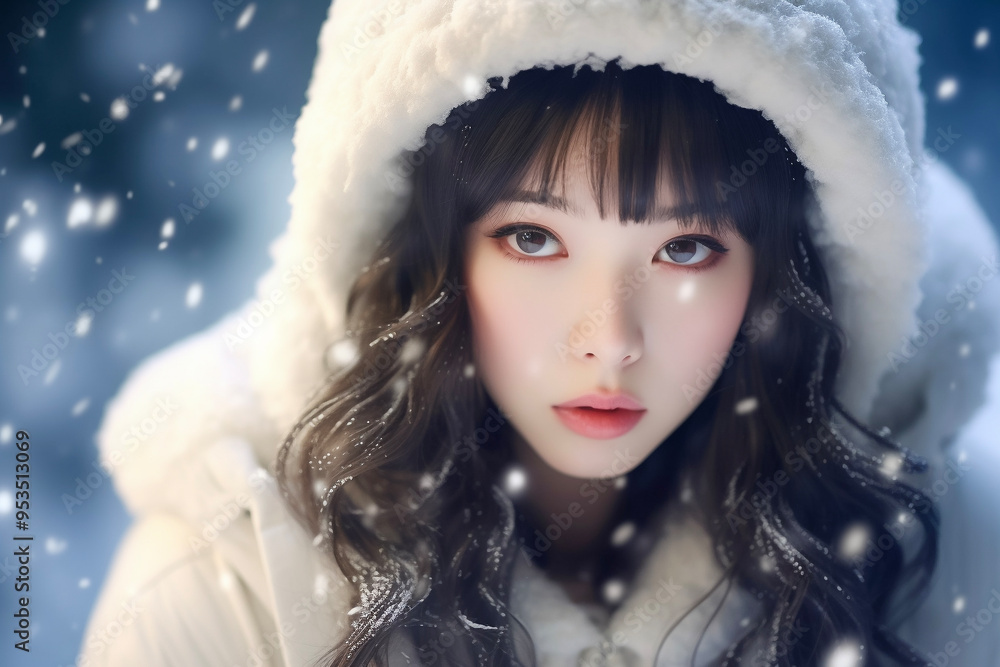 Portrait of a Japanese Woman with Snow Portrait of a Japanese Woman with Snow