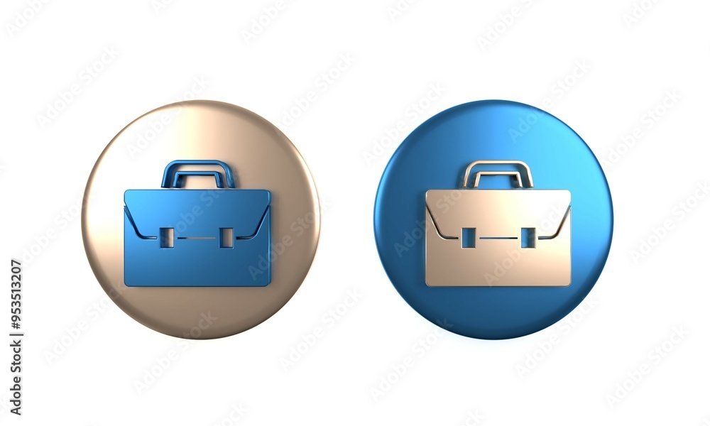 Colorful Briefcase icon isolated on white background. Business case sign. Business portfolio. Circle button. 3D render illustration Colorful Briefcase icon isolated on white background. Business case sign. Business portfolio. Circle button. 3D render illustration