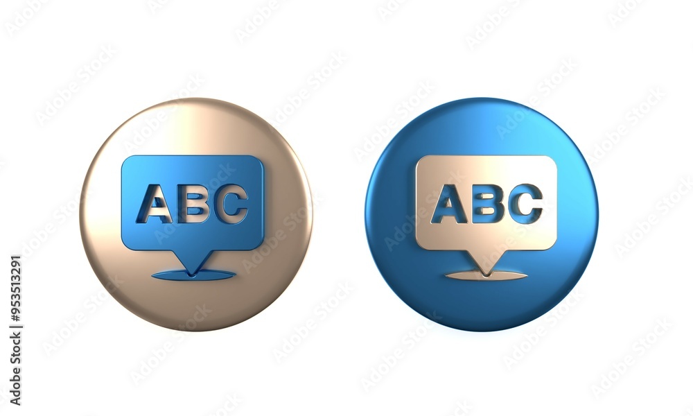 Colorful Alphabet icon isolated on white background. Circle button. 3D render illustration Colorful Alphabet icon isolated on white background. Circle button. 3D render illustration