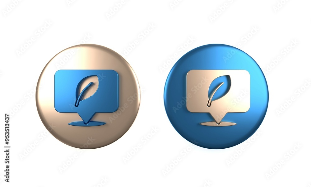 Colorful Location with leaf icon isolated on white background. Eco energy concept. Alternative energy concept. Circle button. 3D render illustration Colorful Location with leaf icon isolated on white background. Eco energy concept. Alternative energy concept. Circle button. 3D render illustration