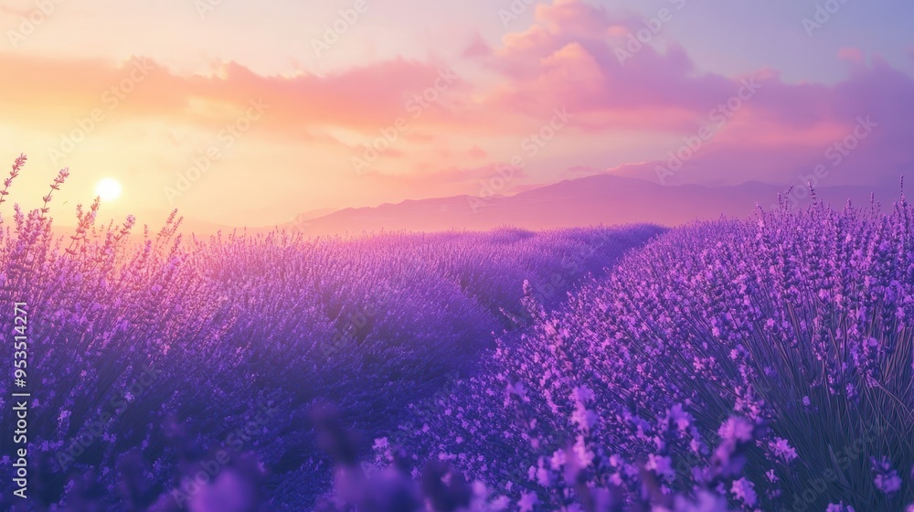 Peaceful Lavender Field at Sunset Peaceful Lavender Field at Sunset