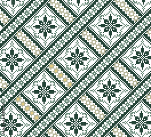 Diagonal Floral Grid Pattern