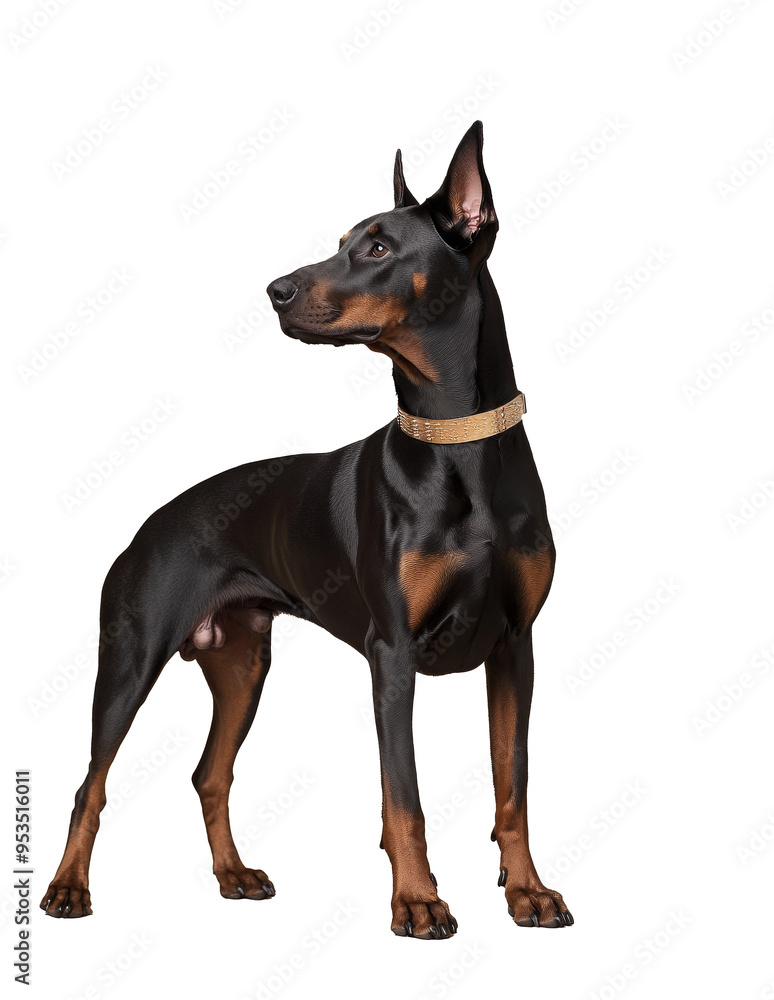 Doberman Pinscher Standing Against Transparent Background Doberman Pinscher Standing Against Transparent Background