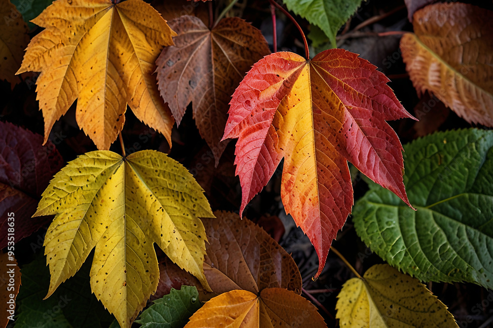 Vivid Close Up of Autumn Leaves Rich Colors and Intricate Details Captured in Stunning Fall Detail Vivid Close Up of Autumn Leaves Rich Colors and Intricate Details Captured in Stunning Fall Detail
