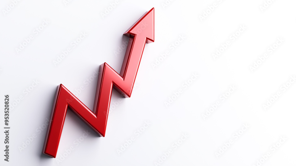 A striking red upward arrow symbolizing growth, success, and positive change against a minimalist white background. A striking red upward arrow symbolizing growth, success, and positive change against a minimalist white background.