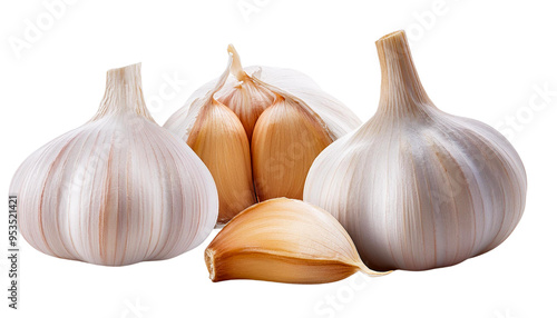 garlic isolated on transparent background, PNG.