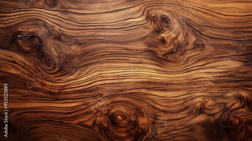 Natural Wood Grain Texture with Dramatic Swirls and Dark Brown Tones for Rustic Design