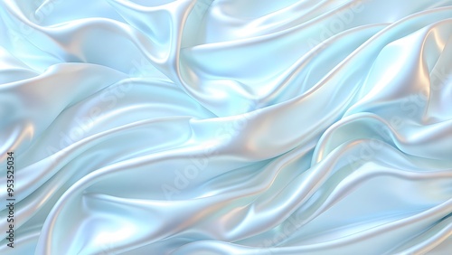 Wallpaper Mural 3D renders beautiful folds of white silk in full screen, like a beautiful clean fabric background. Simple, modern, and soft background with smooth folds like waves on a liquid surface Torontodigital.ca