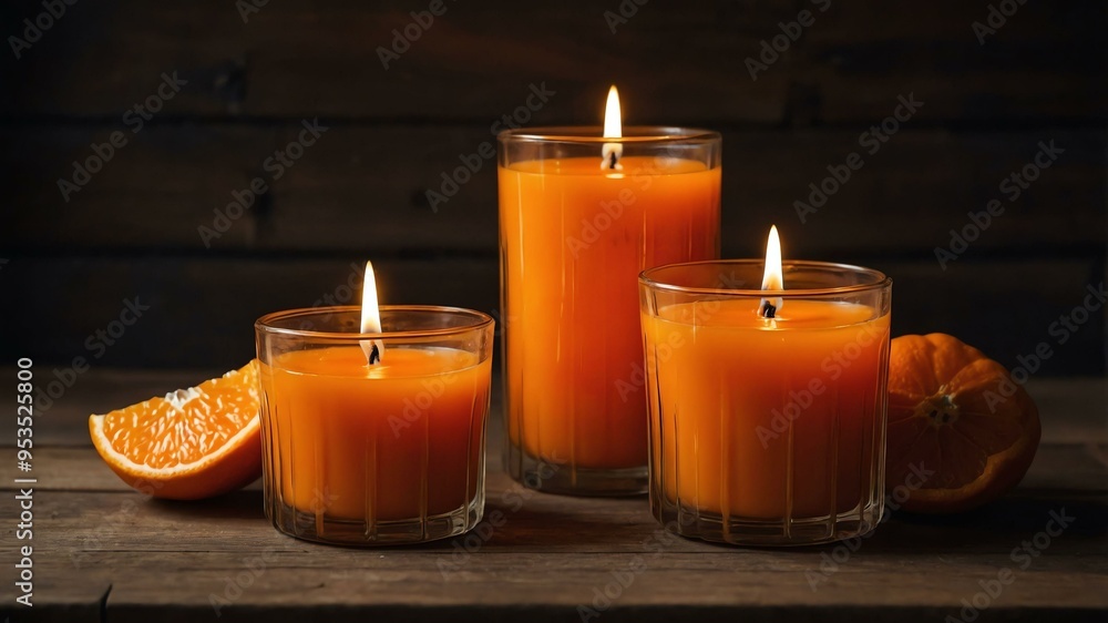 cinematic kino clementine candles with a background of wooden table cinematic kino clementine candles with a background of wooden table
