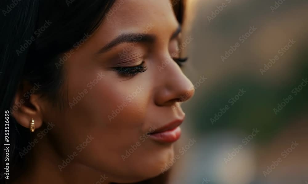 Intimate Whispering Argentinian Woman in Soft Lighting Intimate Whispering Argentinian Woman in Soft Lighting