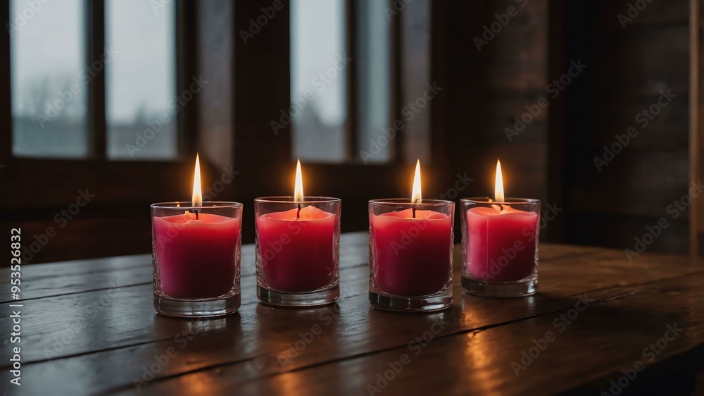 cinematic kino rose candles with a background of wooden table cinematic kino rose candles with a background of wooden table