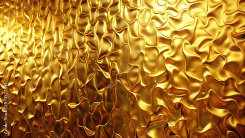 Wallpaper Mural Refraction effect on shiny gold metal wall texture, creating an abstract background , gold, metal, shiny, wall Torontodigital.ca