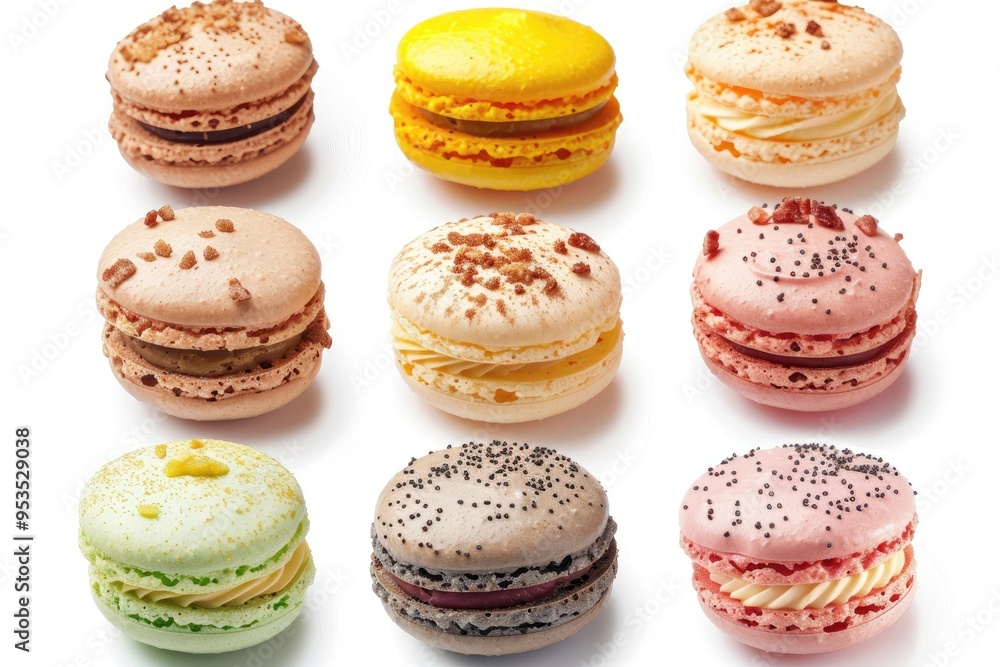 Colorful macarons isolated on white background with clipping path. Colorful macarons isolated on white background with clipping path.