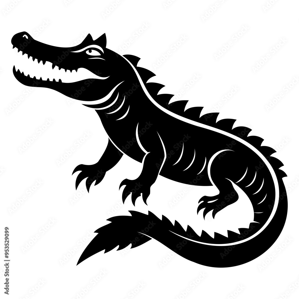 Alligator Black silhouette vector illustration Isolated on a white background Alligator Black silhouette vector illustration Isolated on a white background
