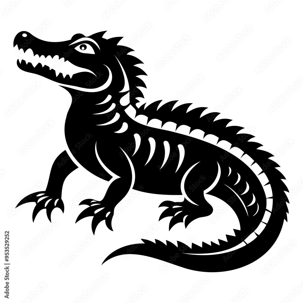 Alligator Black silhouette vector illustration Isolated on a white background Alligator Black silhouette vector illustration Isolated on a white background