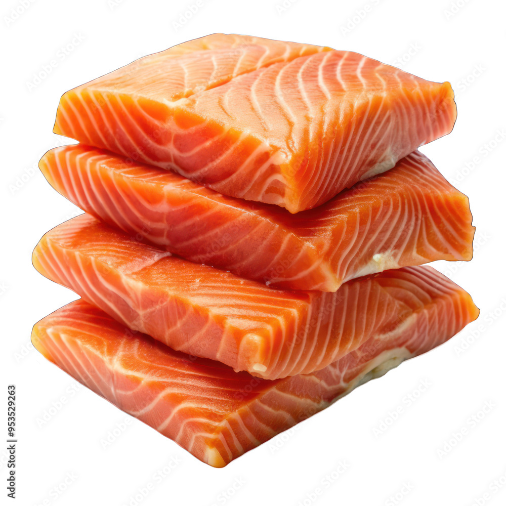 Stack of salmon fish fillet isolated on transparent background Stack of salmon fish fillet isolated on transparent background