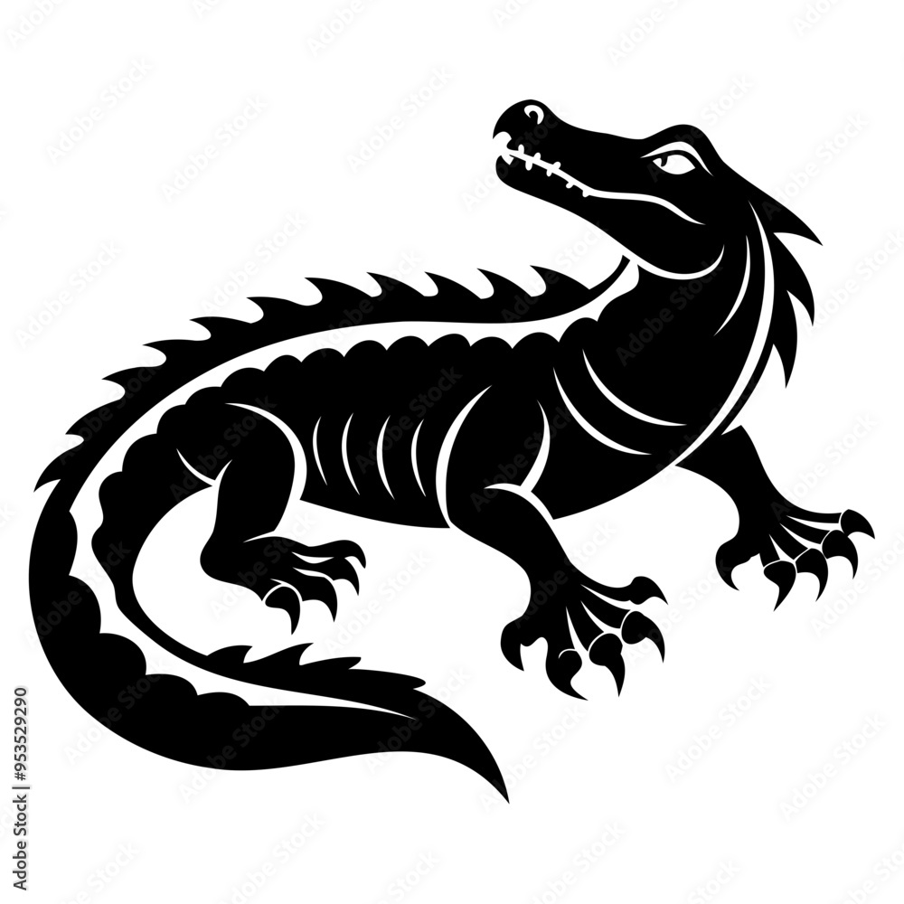 Alligator Black silhouette vector illustration Isolated on a white background Alligator Black silhouette vector illustration Isolated on a white background