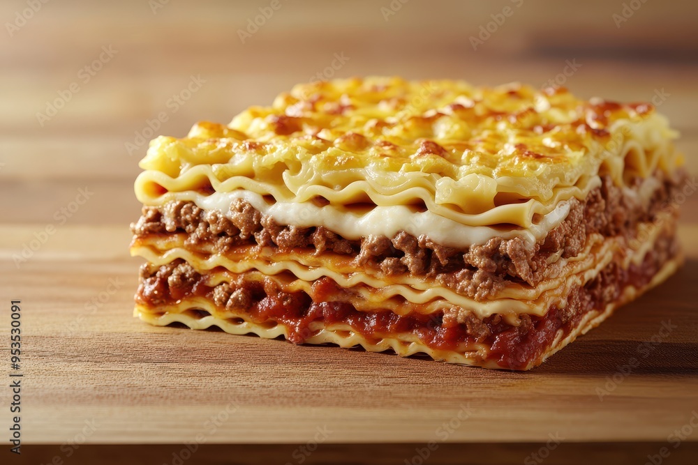 A lasagna with meat and cheese on top A lasagna with meat and cheese on top