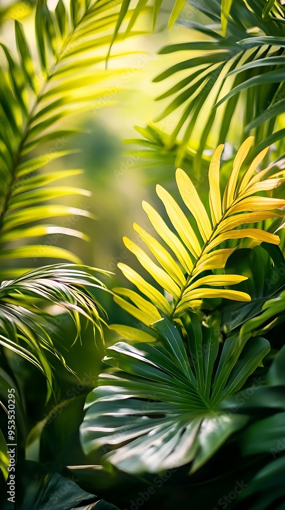 Green and Yellow Tropical Leaves Photo Green and Yellow Tropical Leaves Photo