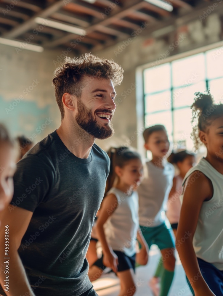 Fitness Instructor Leading Group Exercise Fitness Instructor Leading Group Exercise