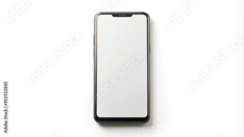 Modern smartphone with blank screen on white background, technology, communication, handheld device, touch screen