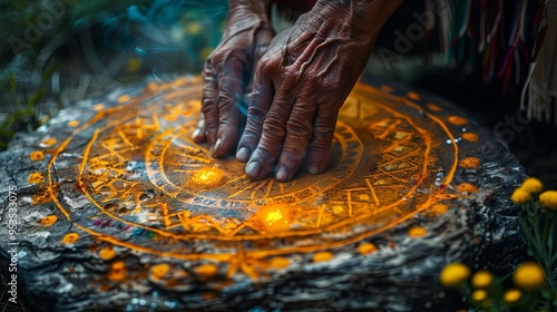 Navajo sandpainting ceremony healing ritual photo