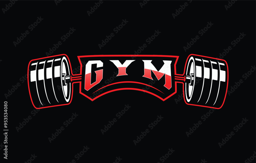 Φωτογραφία barbell logo design for bodybuilding, powerlifting, weightlifting, fitness and g