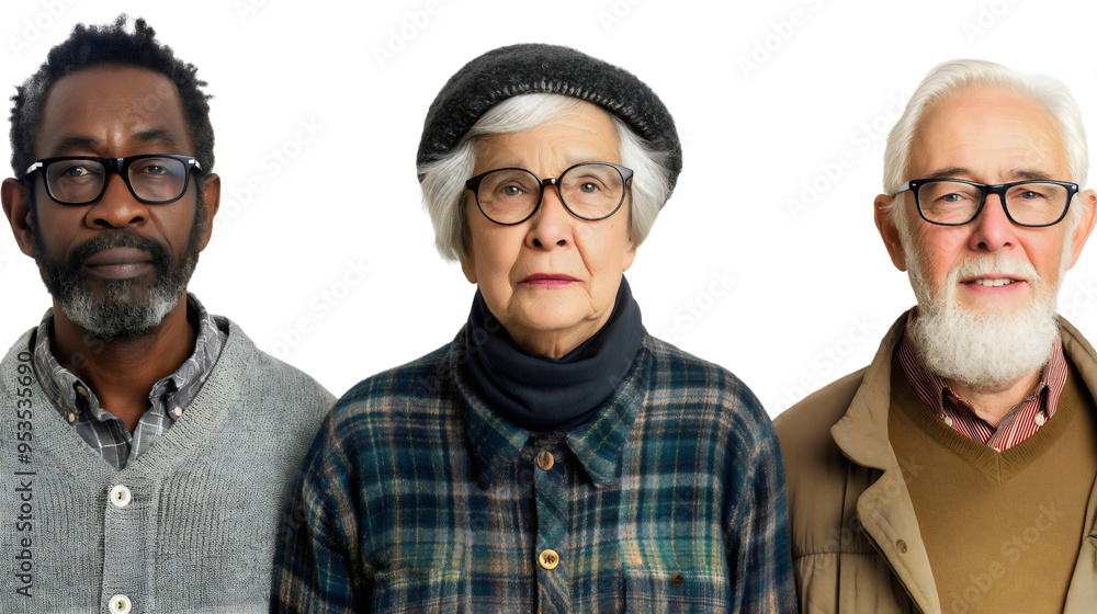 Senior old woman and man in diverse group, isolated elderly friends in retirement, three happy African American and Caucasian adults enjoying lifestyle and diversity together Senior old woman and man in diverse group, isolated elderly friends in retirement, three happy African American and Caucasian adults enjoying lifestyle and diversity together