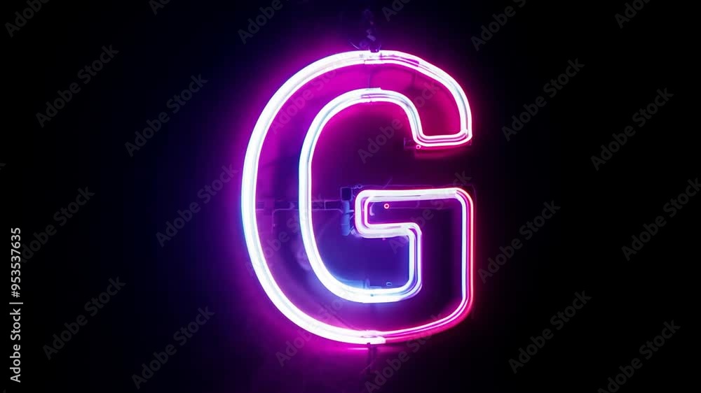 Neon Light Character G Glowing Against a Dark Backdrop at Night Generative AI Neon Light Character G Glowing Against a Dark Backdrop at Night Generative AI