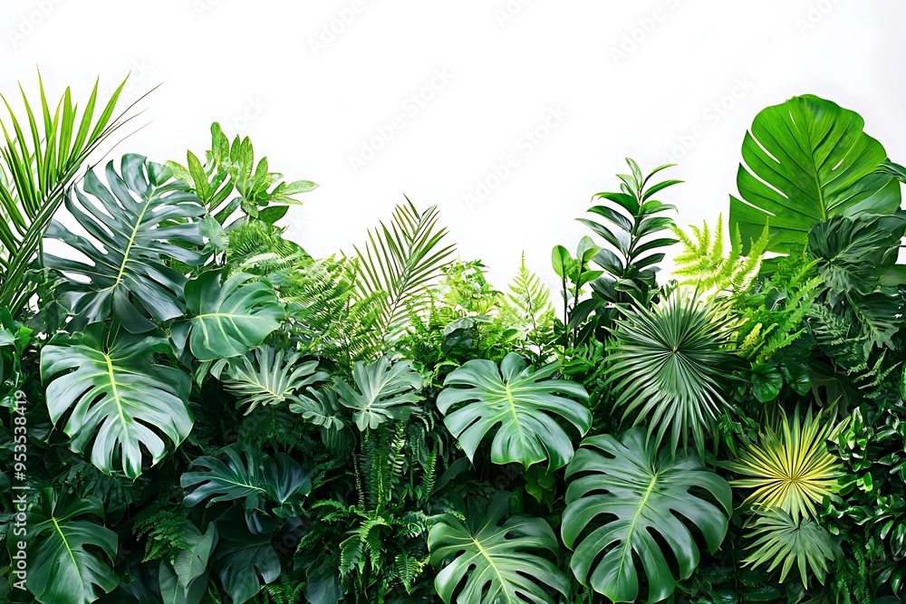 Tropical Green Leaves on White Background Illustration Tropical Green Leaves on White Background Illustration
