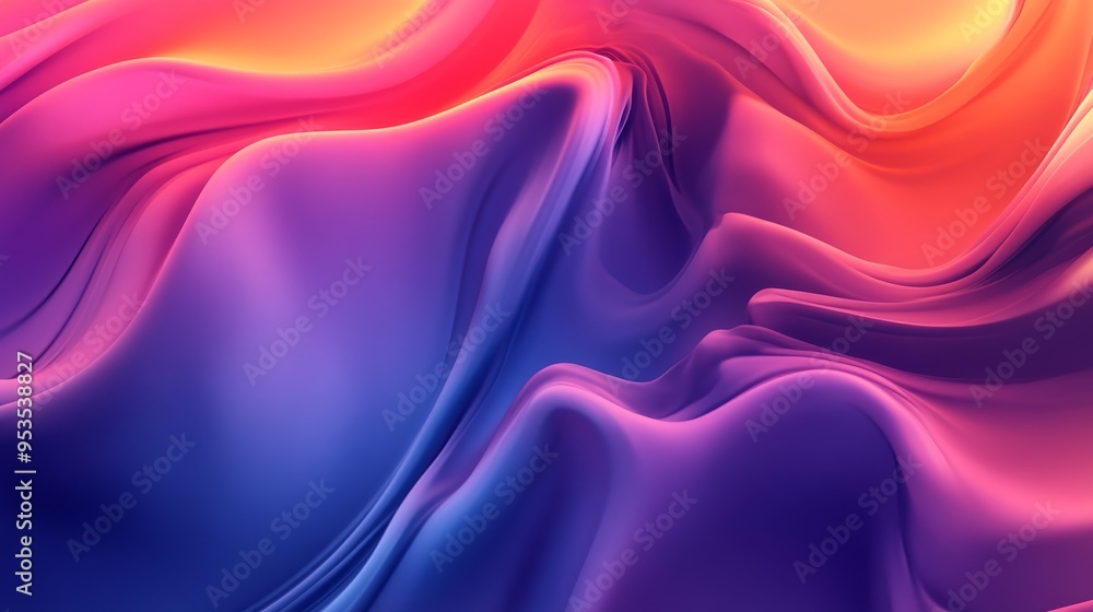 Obraz premium A vibrant abstract background featuring flowing curves in shades of pink, purple, and orange, creating a dynamic and modern design.